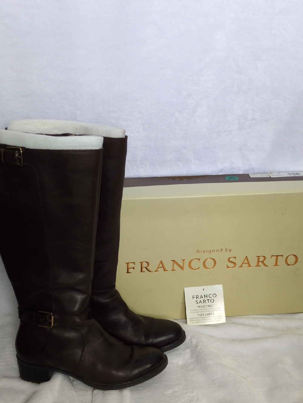 Franco Sarto Brown Leather Knee High Wide Calf Women's Boots